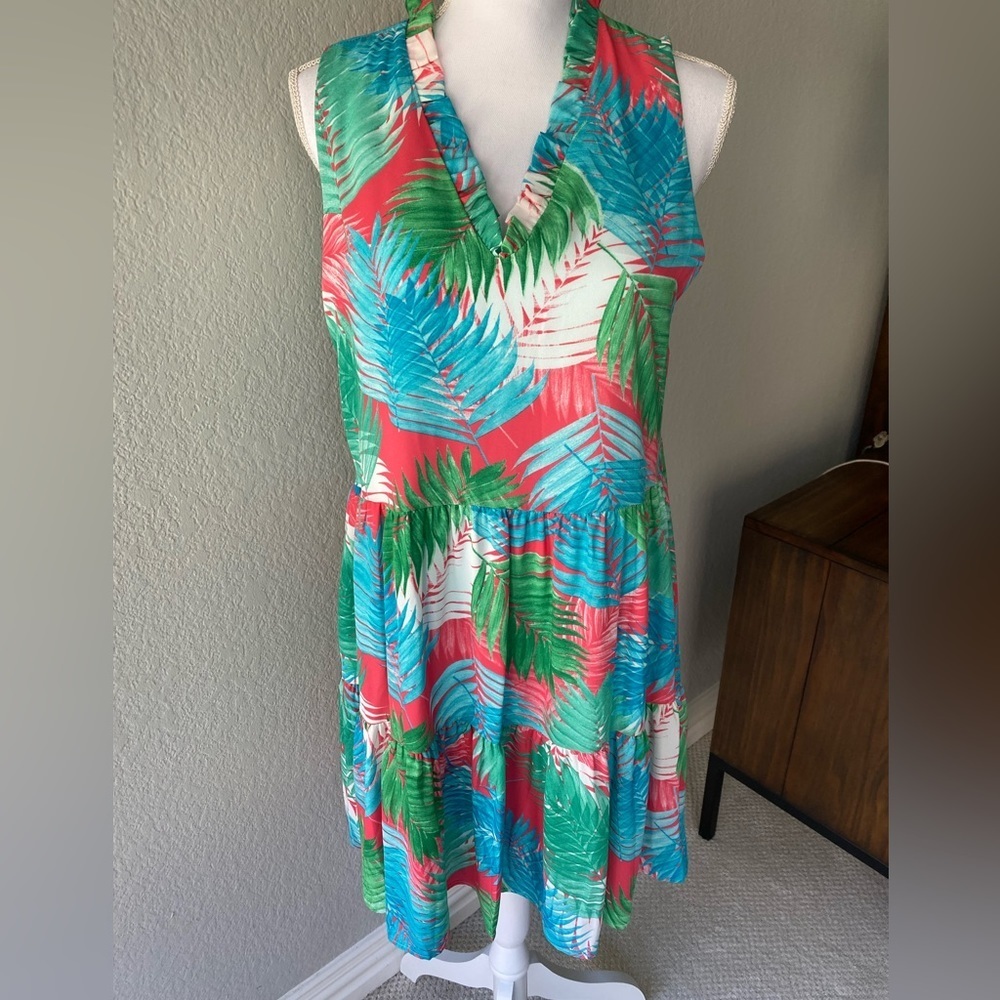 Lined tropical dress by Adrienne, perfect for summer or vacation